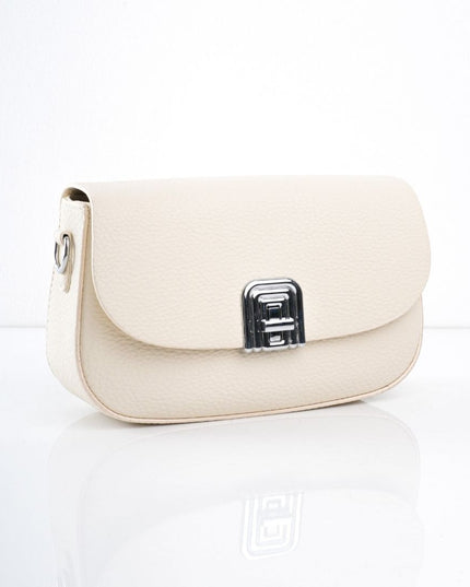 Bolso beige con hebilla brillante y correa