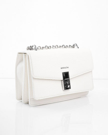 Bolso blanco con hebilla y cadena plata