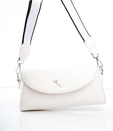 Bolso blanco con diseño craquelado y correa