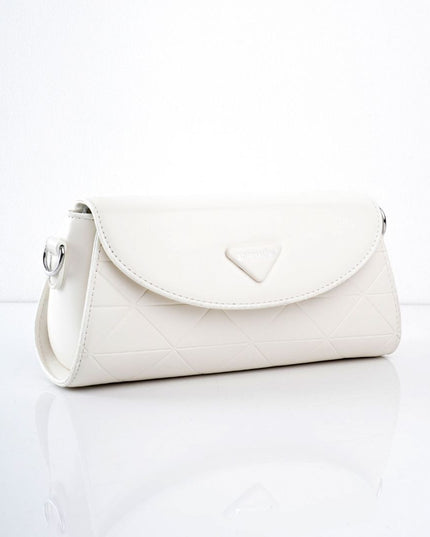 Bolso blanco con diseño craquelado y correa