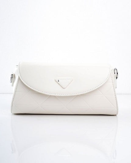 Bolso blanco con diseño craquelado y correa