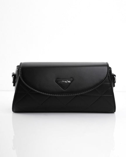 Bolso negro con diseño craquelado y correa