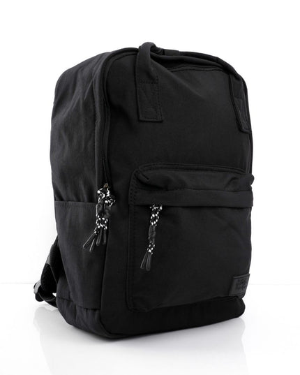 Morral negro grande con bolsillos y correa