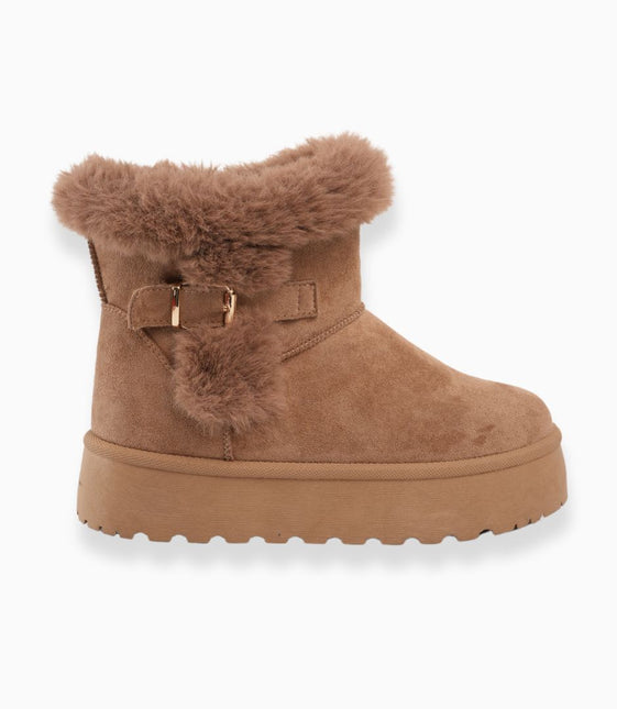 BOTA BEIGE CON PELUCHE