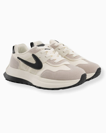 Tenis blancos x gris y detalles negro