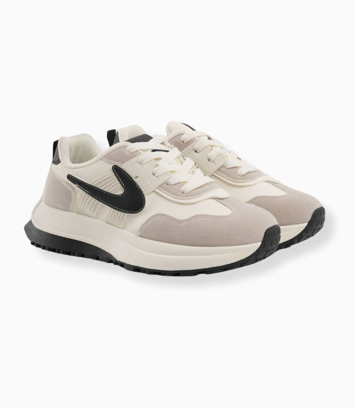 Tenis blancos x gris y detalles negro