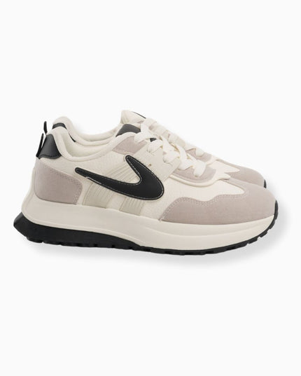 Tenis blancos x gris y detalles negro