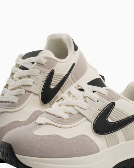 Tenis blancos x gris y detalles negro