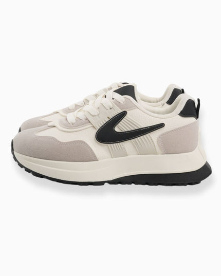 Tenis blancos x gris y detalles negro