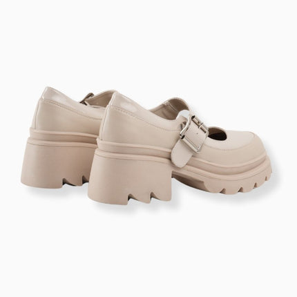 Mocasines mafalda beige de correa