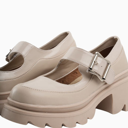 Mocasines mafalda beige de correa