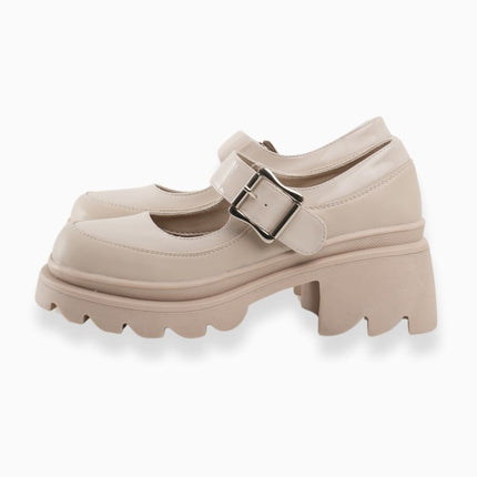 Mocasines mafalda beige de correa