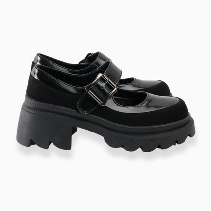 Mocasines mafalda negros de correa