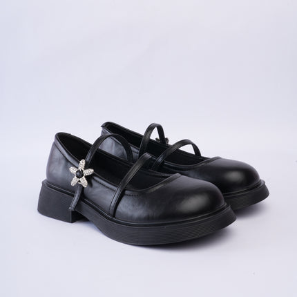 Mocasines mary jane con hebilla flor