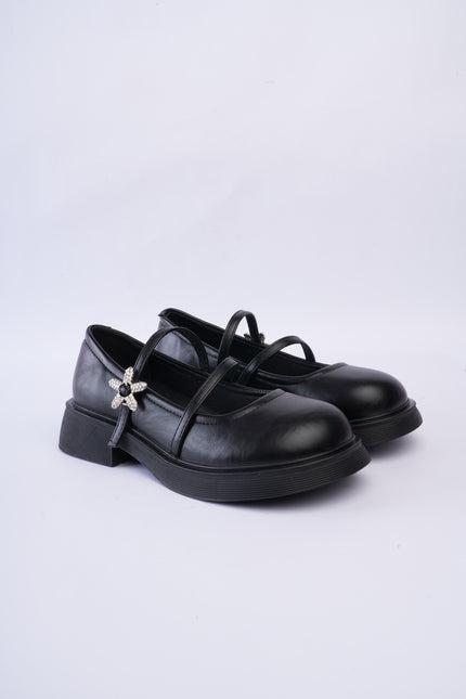 Mocasines mary jane con hebilla flor