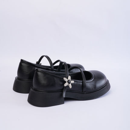 Mocasines mary jane con hebilla flor