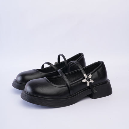 Mocasines mary jane con hebilla flor