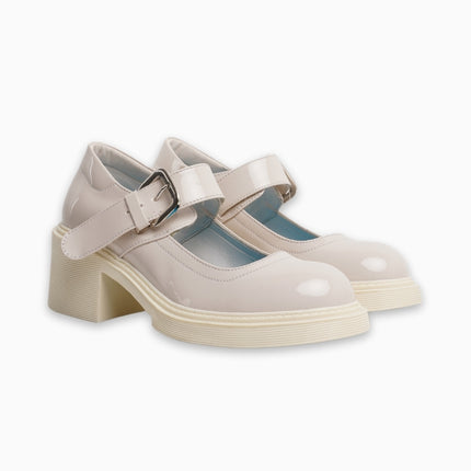 Mocasines mary jane crema con correa