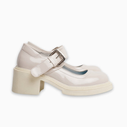 Mocasines mary jane crema con correa