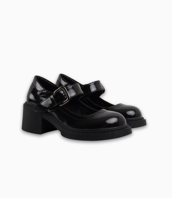 Mocasines mary jane negros con correa