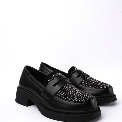 Mocasines negros bajos con brillos