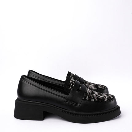 Mocasines negros bajos con brillos