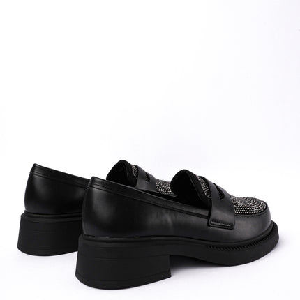 Mocasines negros bajos con brillos