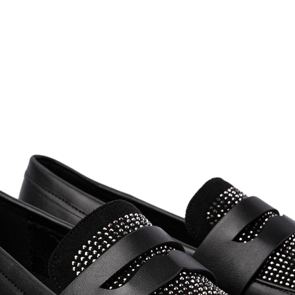 Mocasines negros bajos con brillos