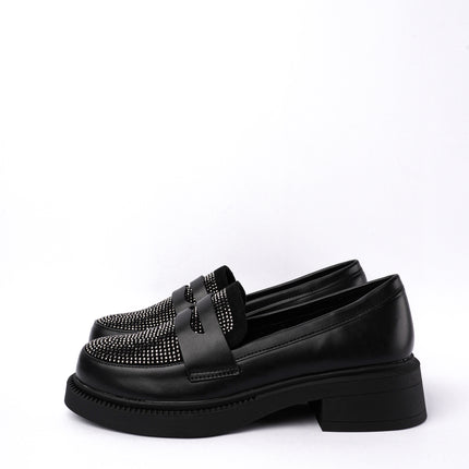 Mocasines negros bajos con brillos