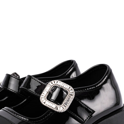 Mocasines negros charol con correa