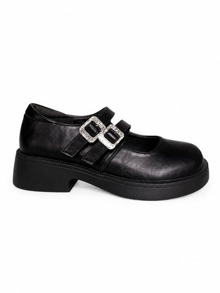Mocasines negros con doble hebilla