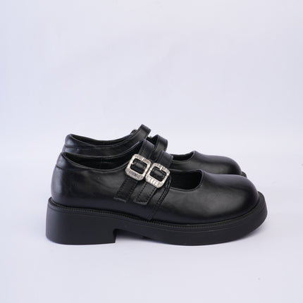 Mocasines negros con doble hebilla