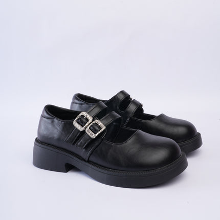 Mocasines negros con doble hebilla