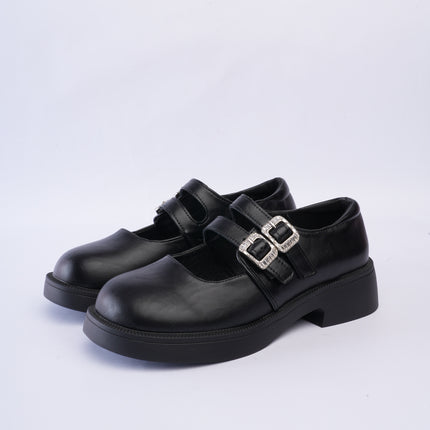 Mocasines negros con doble hebilla