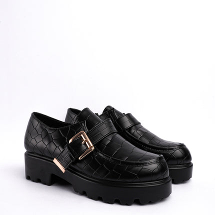 Mocasines negros tipo croco