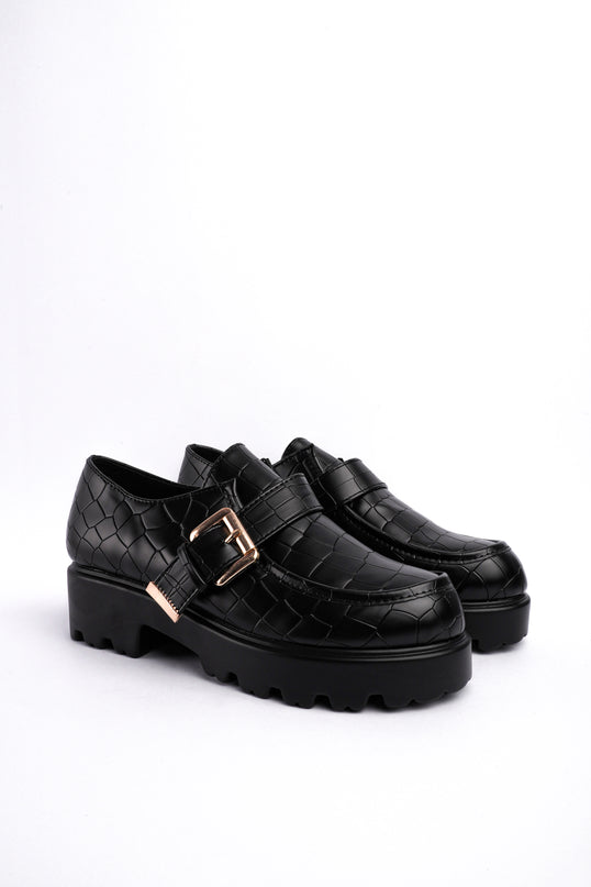 Mocasines negros tipo croco