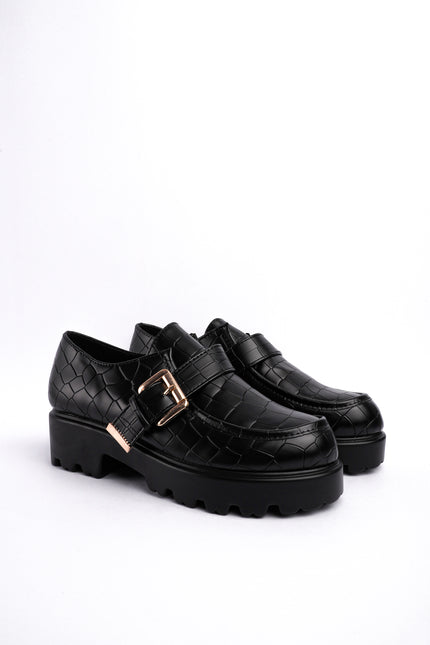 Mocasines negros tipo croco