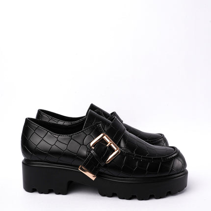 Mocasines negros tipo croco
