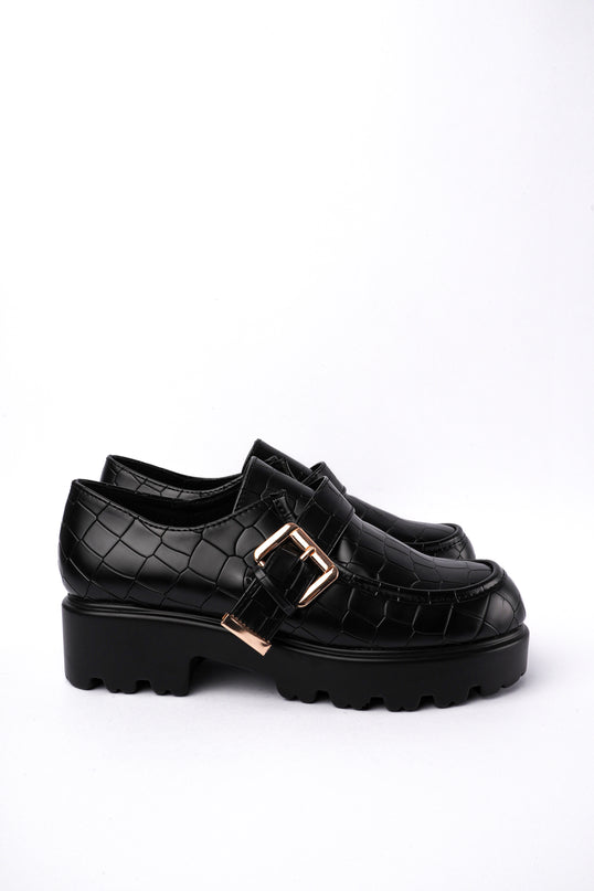 Mocasines negros tipo croco