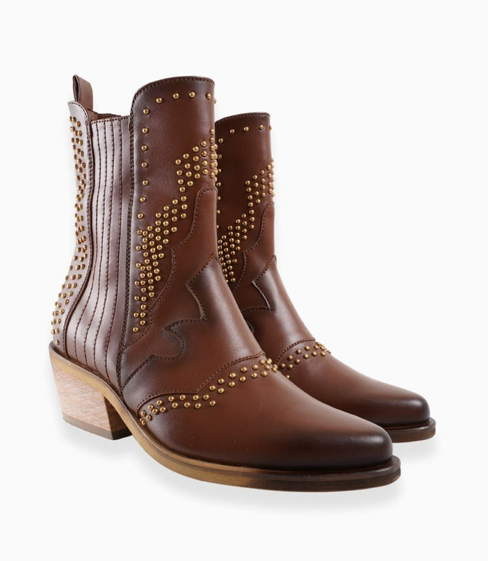 Botas texanas café con taches