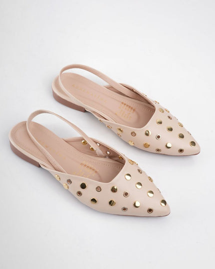 Bailarina beige con apliques dorados