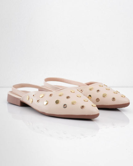 Bailarina beige con apliques dorados