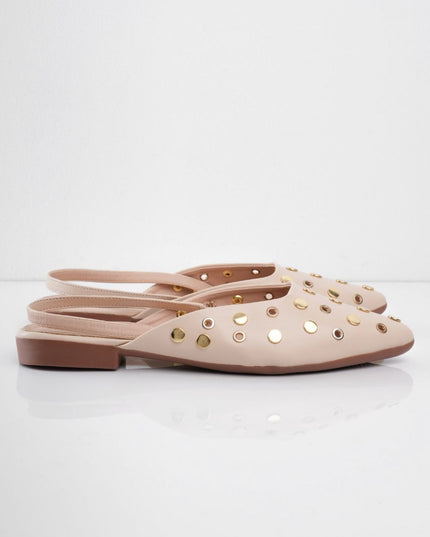 Bailarina beige con apliques dorados