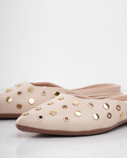 Bailarina beige con apliques dorados