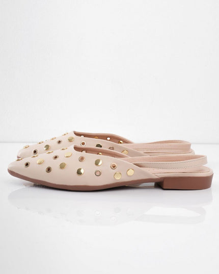 Bailarina beige con apliques dorados