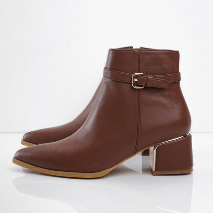 Botin miel de tacón y punta fina