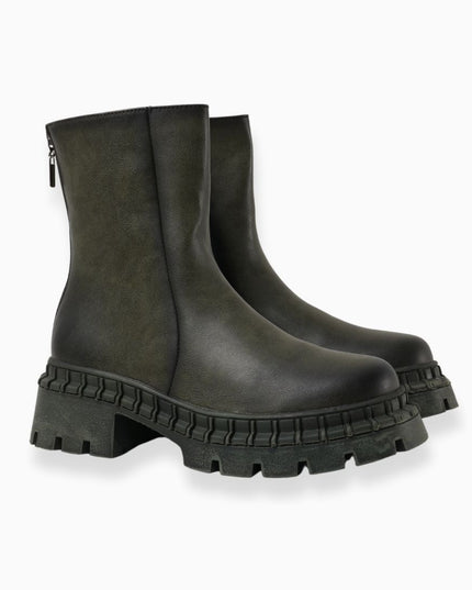 Botines verdes cremallera trasera