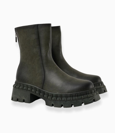 Botines verdes cremallera trasera