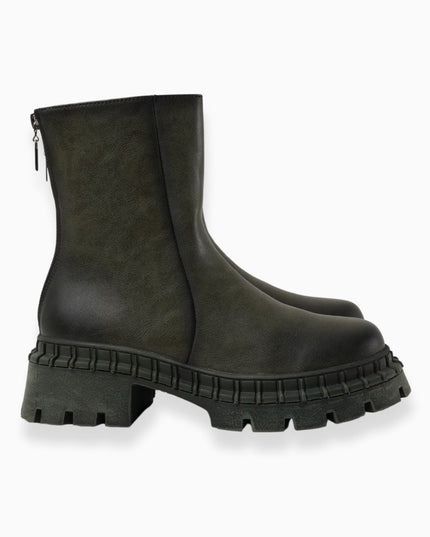 Botines verdes cremallera trasera