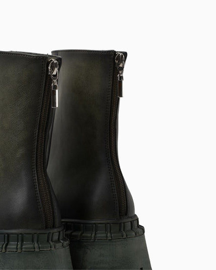 Botines verdes cremallera trasera